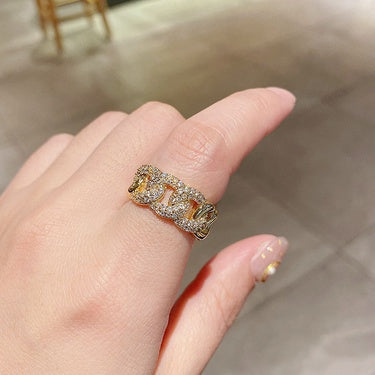 Diamond Link Ring Gold