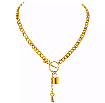 Gold Lock and Key chain