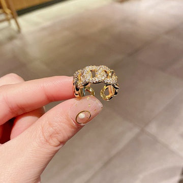 Diamond Link Ring Gold