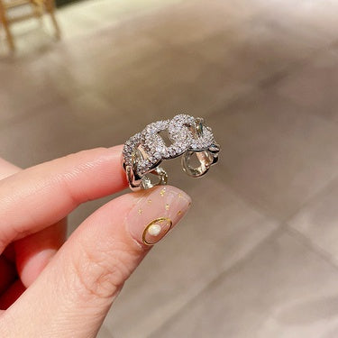Diamond Link Ring Silver