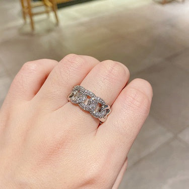 Diamond Link Ring Silver
